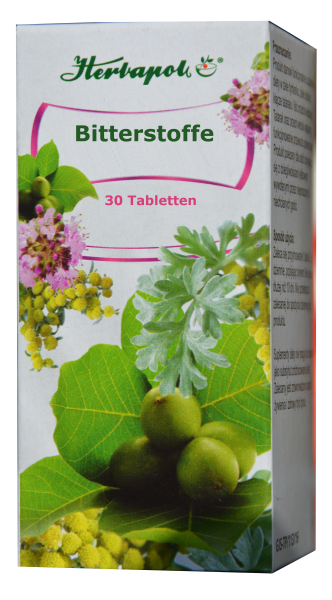 Bitterstoffe Kräuter,  30 Tabletten - erleichern die Verdauung, beheben Verdaungsstörungen, Appetitlosigkeit,  bei schwacher Verdauung, regen Freisetzung der Verdauungssäfte und Galle